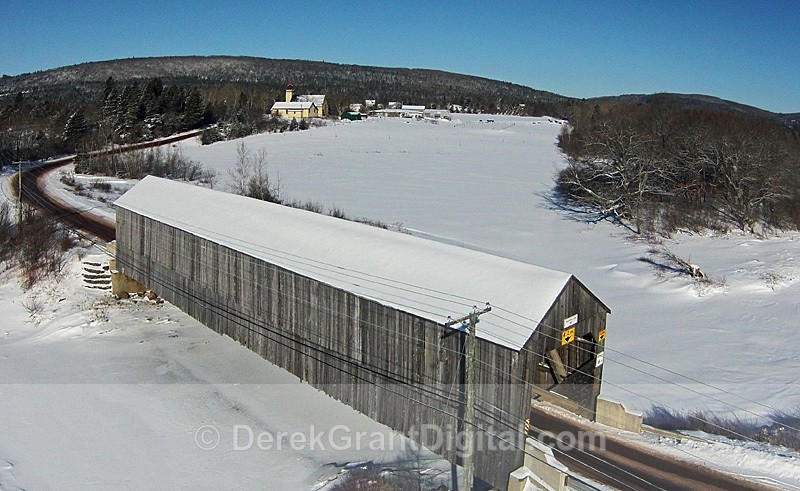 Bloomfield Creek Covered Bridge Aerial View - Covered Bridges of New Brunswick