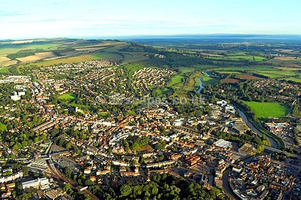 Lewes East Sussex aerial photographs by Russ Oliver at airscapes.co.uk