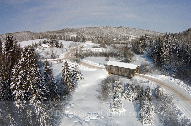 McFarlane Covered Bridge Wards Creek New Brunswick Canada Aerial View - Covered Bridges of New Brunswick