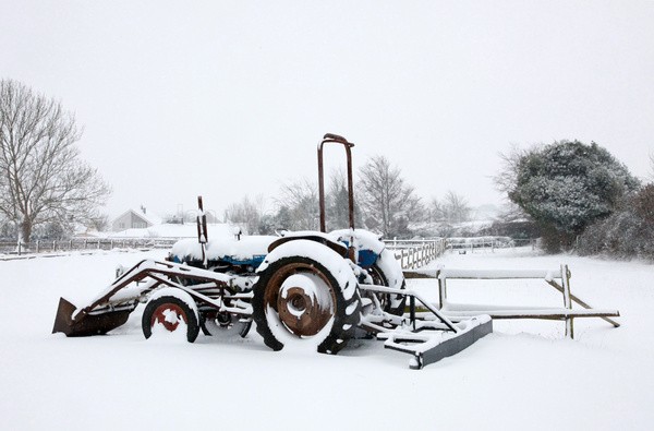 Vintage tractor in snow _S140 - Somerset landscape Photography