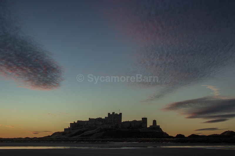 Silhouetted Castle at Dawn - Northumberland