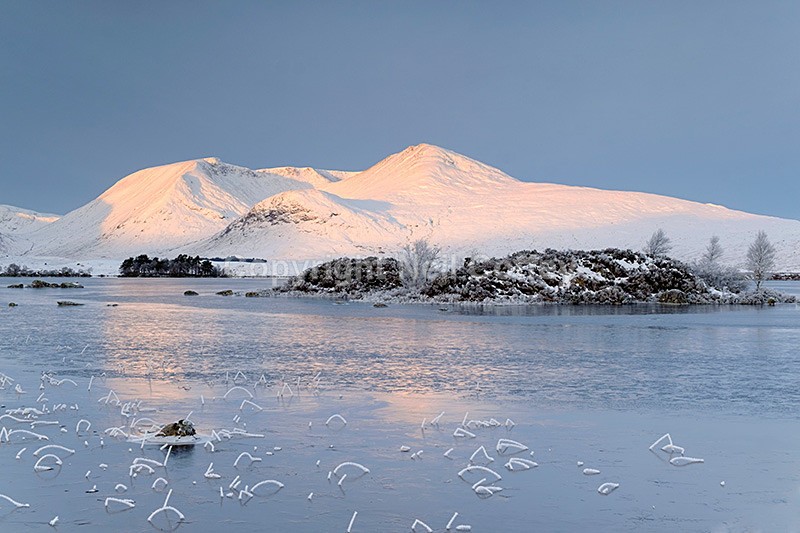 Clach Leathad & Meall A'Bhuiridh across Lochan na hAchlaise, Highland - Landscape format