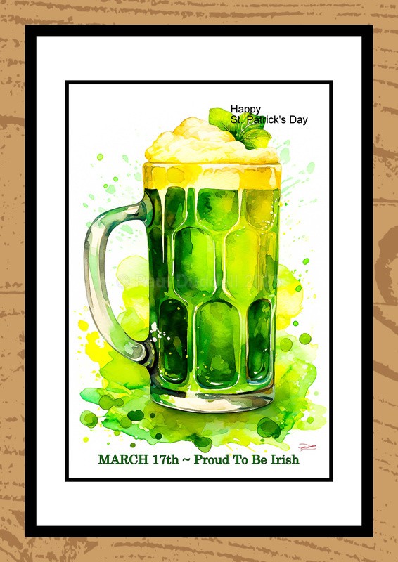 St Patrick's Day Watercolour Paintings - Festive Heartbeat by Artist Paul Duddell