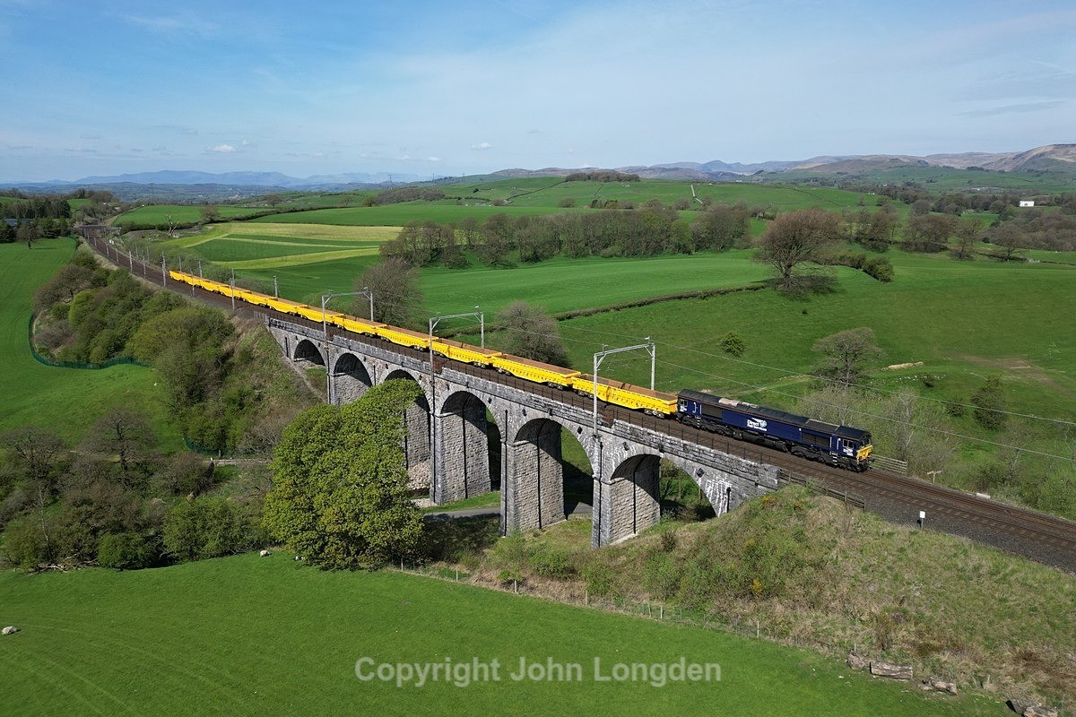 JL - 3.5.23 66031 6C06 Crewe BH - Shap Quarry, Docker Viaduct - West Coast Main Line (north to south)