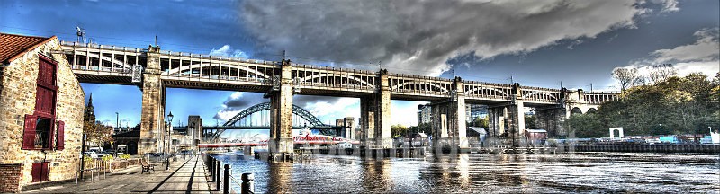Newcastle High Level Bridge panorama HDR reduced - High Dynamic Range pictures