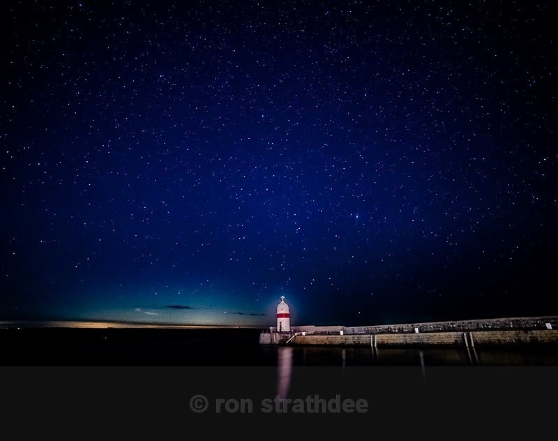 Still night in Castletown Harbour - Skies of Man