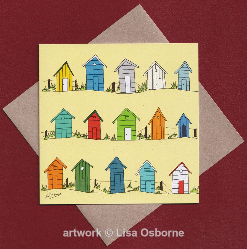 Beach huts greetings card - Cards