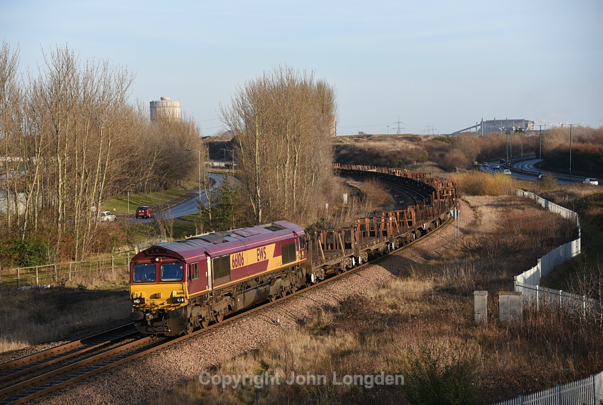 JL - 27.12.18 66106 6D11 Lackenby - Scunthorpe, Cargo Fleet - Teesside (west to east)