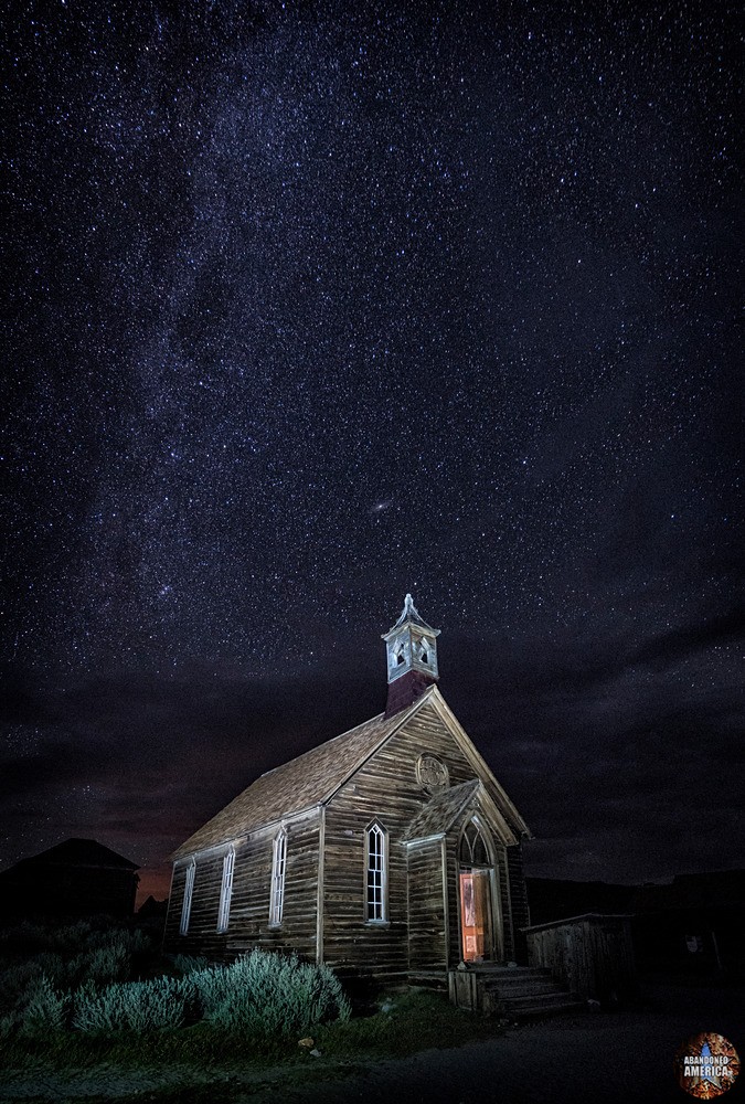 The Ghost Town of Bodie, California | Methodist Church by Night - Bodie, California