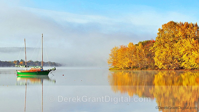 New Brunswick Fall Foliage - Sailboat in Autumn