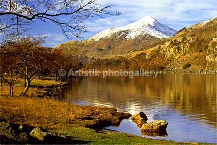Llyn Gwynant with yr Aran in autumn snow 85-1-2 - Sceniks.com - Snowdonia landscape photographs by Dave O'Shea