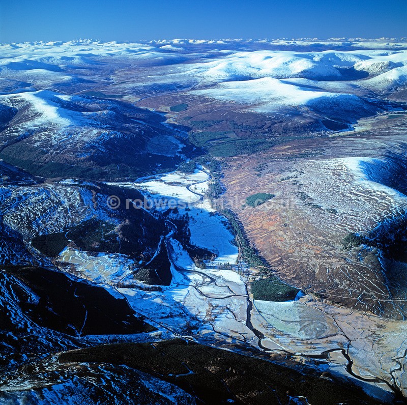 A00082B River Dee by Inverey from above Braemar in 2001 - Mountains, hills and moors
