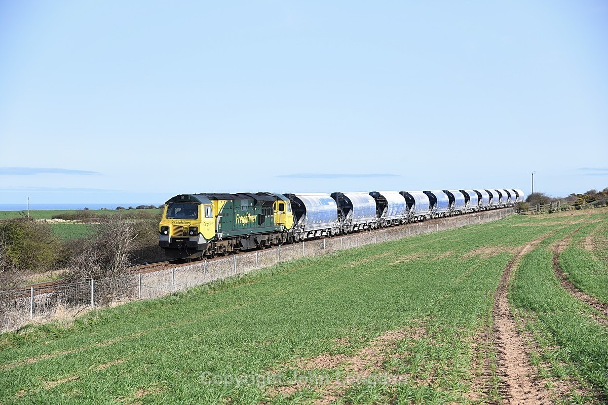 JL - 30.3.21 60011 6F32 Boulby - Middlesbrough Goods, Hunts Cliff - Teesside (west to east)