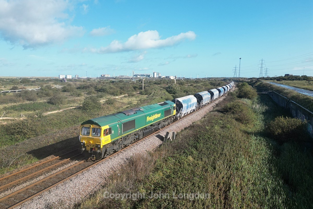 JL - 3.10.23 66558 6F32 Boulby - Tees Dock, Shell Junc - Teesside (west to east)