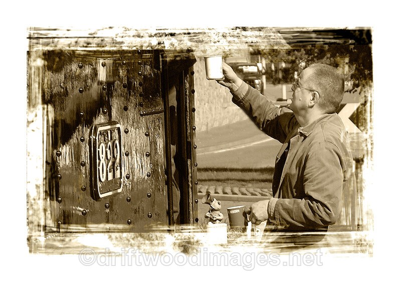 WLLR Tea up at Welshpool sepia - The Welshpool & Llanfair Light Railway