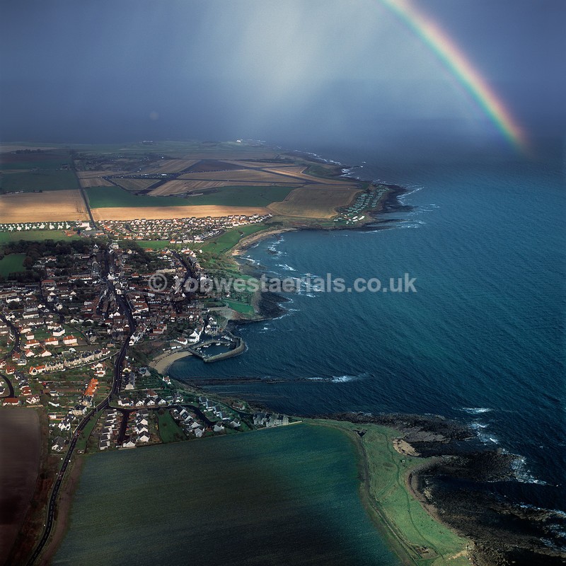 aerial pictures of Scotland east coast coastline village of Crail along the east neuk