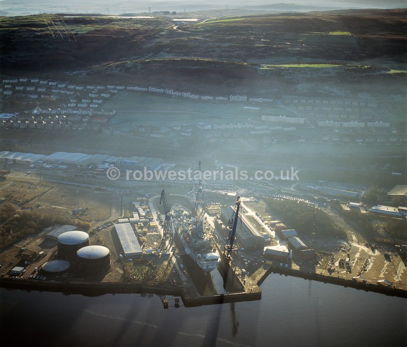 Ladyburn Dock Greenock on the river clyde in Scotland