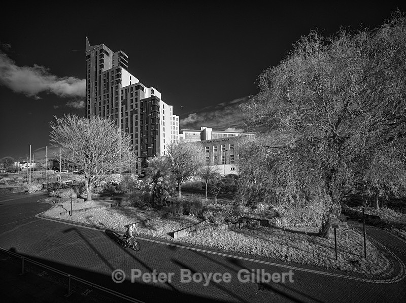 The Cyclist, a Plymouth cityscape - Infrared images
