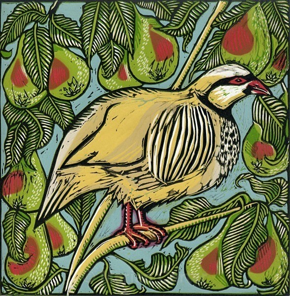 Partridge in a Pear Tree - Reduction Linocuts