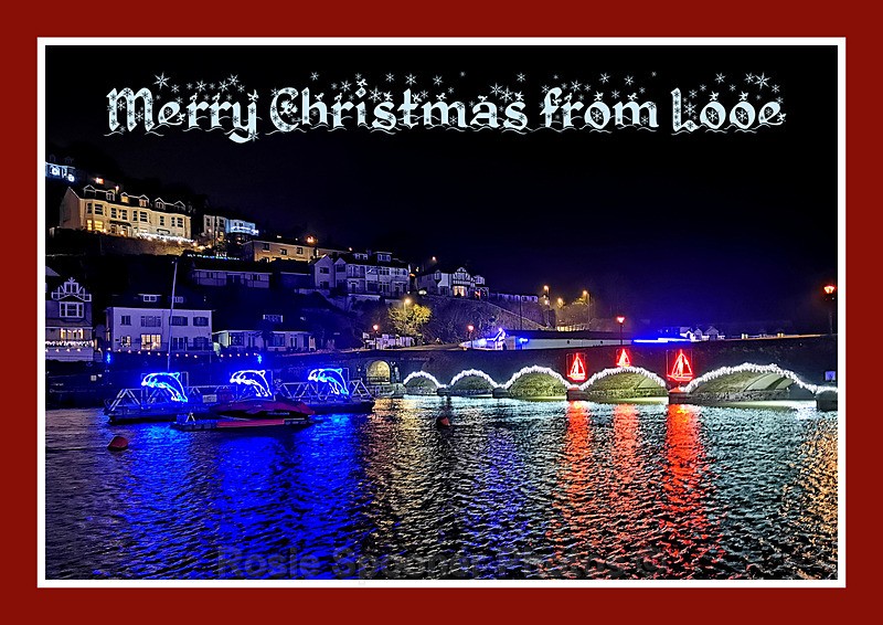 XM065 NEW 2026 - Xmas - Looe xmas lights at Bridge - XMAS CARDS Looe Polperro and General Cornwall