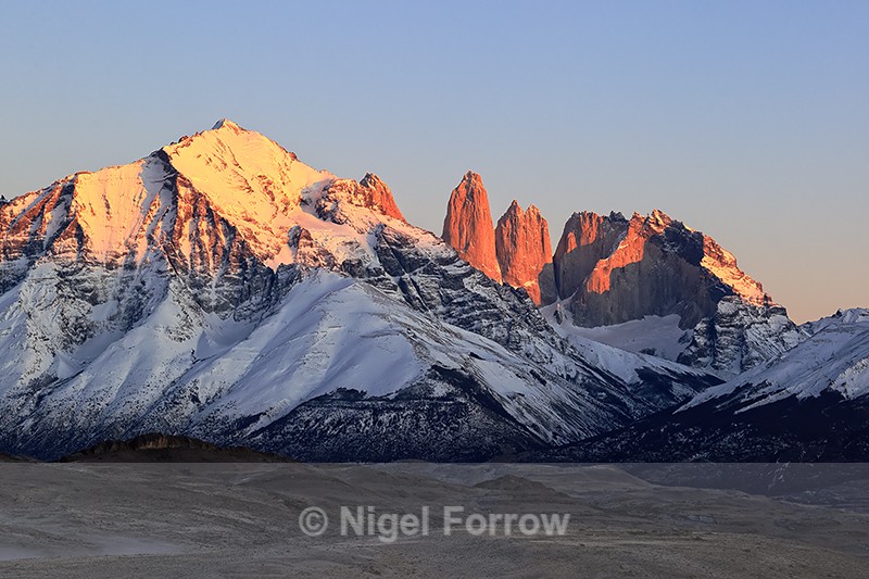 The three Torres at dawn, Cordillera Paine, Torres del Paine, Chile - Chile