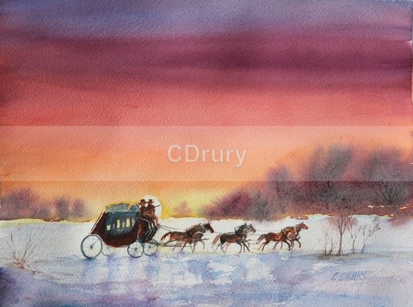 Stagecoach - Watercolor