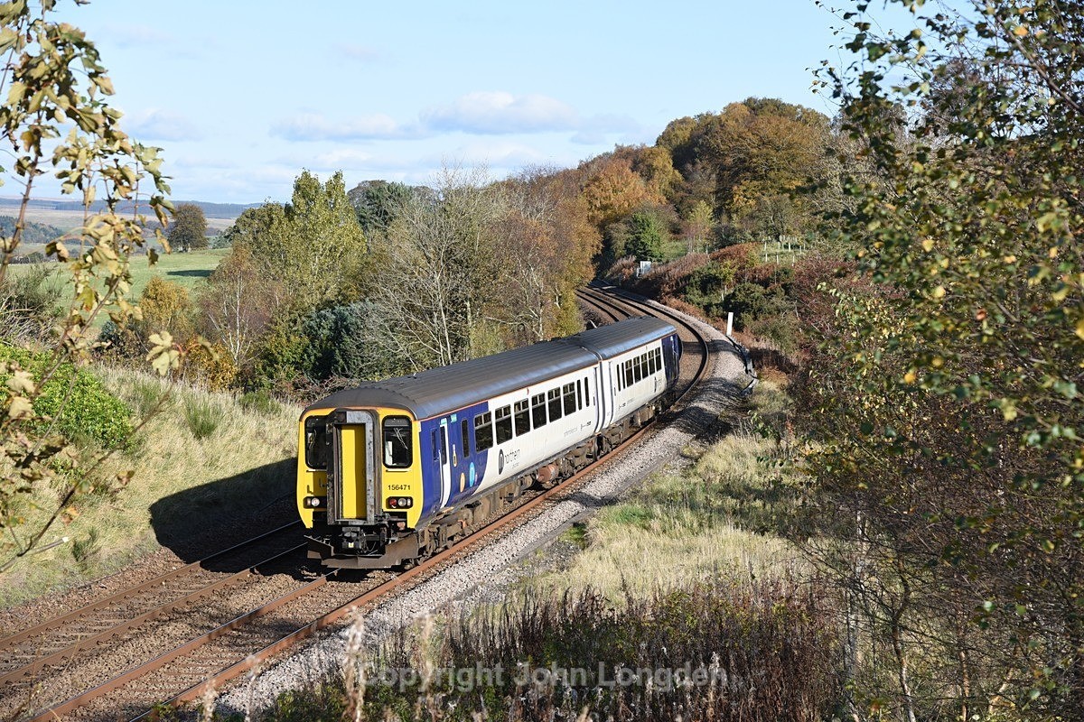 JL - 28.10.19 156471 2N15 10:54 Morpeth - Carlisle, Naworth Parks - Tyne Valley (west to east)