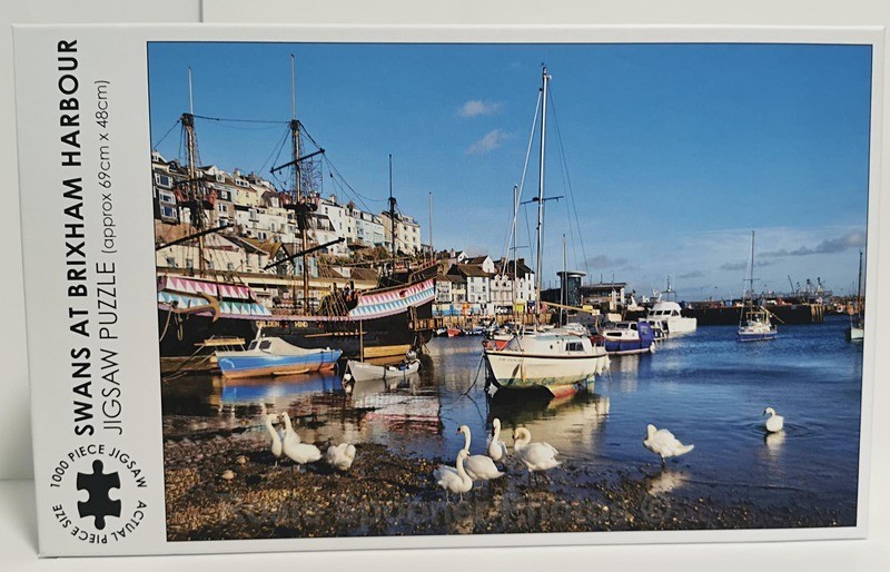 One left - Swans at Brixham Harbour jigsaw - REDUCED JIGSAWS