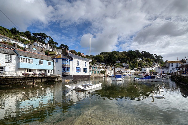 No stock PO01 - Polperro Greetings Card - River Pol Reflections - Greetings Cards Polperro