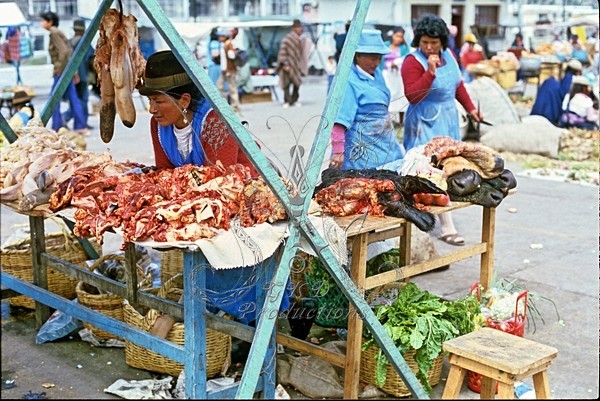 Selling meat - Outdoor market - S.A. - ANIMALS