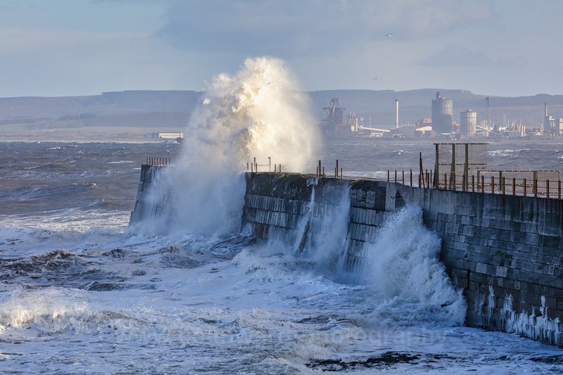Sea Wall at Hartlepool taking a battering.   ref 0970 - North Yorkshire and Cleveland