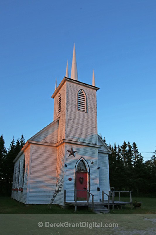 Black River United Church Old Fangled Steeple NB Canada - Churches of New Brunswick