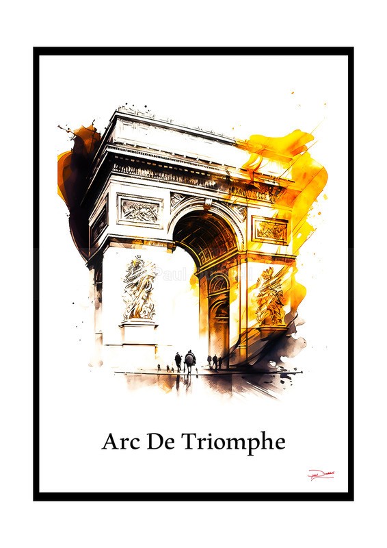 Arc de Triomphe Historical Structures Ink Paintings by Paul Duddell, Whispers & Strokes - Artist, Painter, and Photographer