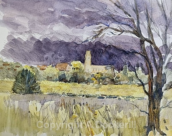 Sutton church - Watercolours