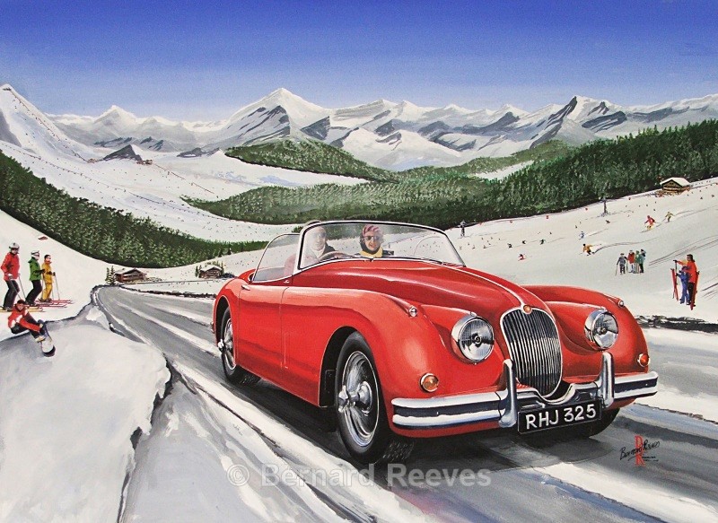 Jaguar XK150 in the Alps - Classic cars