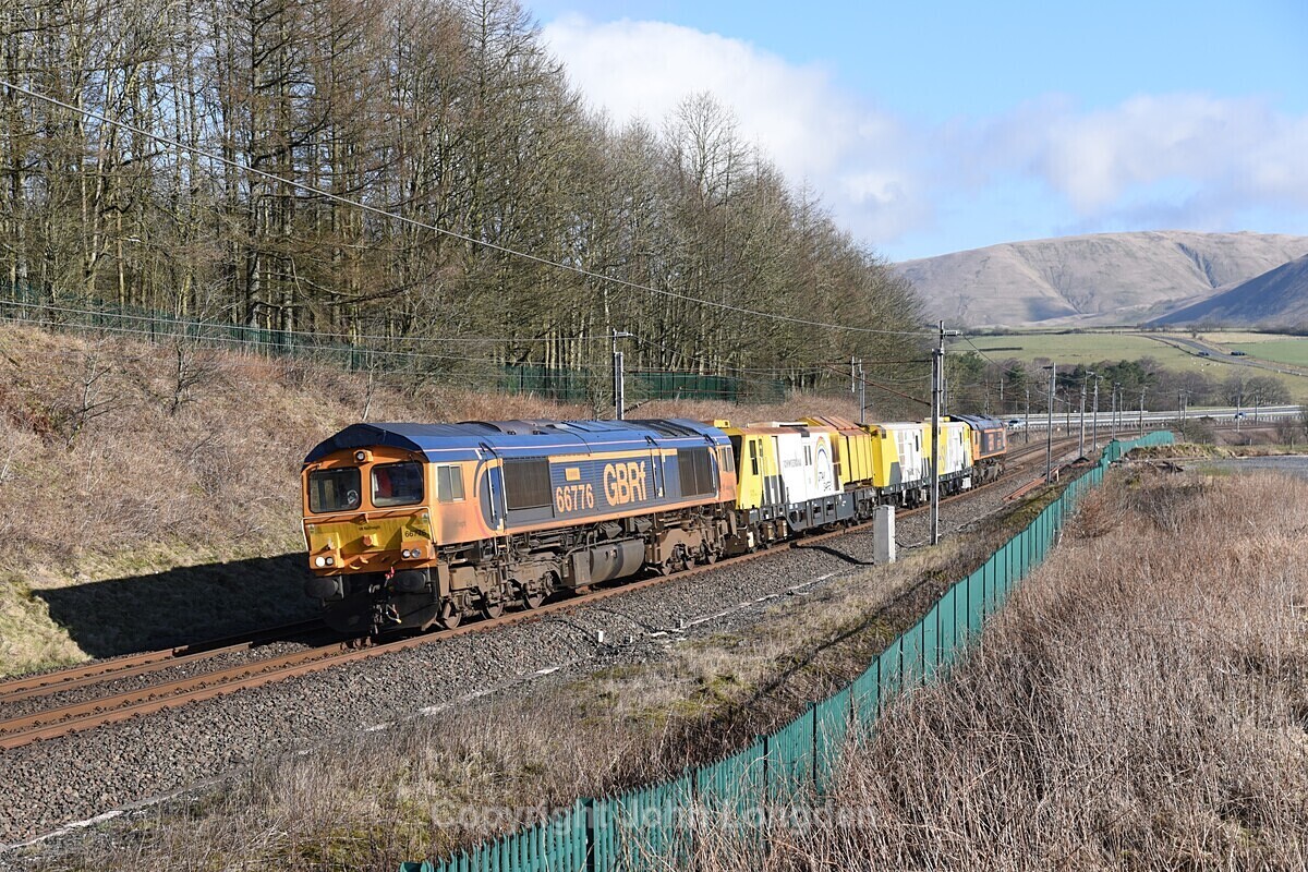 JL - 28.2.21 66776 & 66756 6X69 Penrith - Carnforth, Beckfoot - West Coast Main Line (north to south)