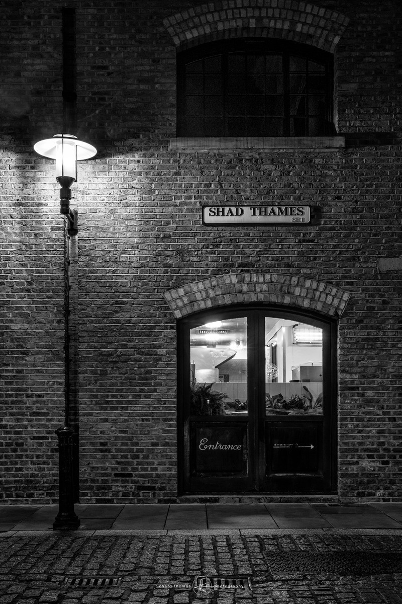Shad Thames in London docklands at night