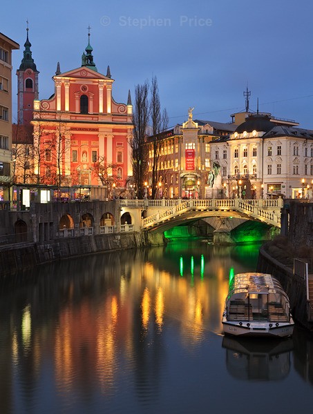 Ljubljana Bridge at Dusk | Blue Hour Photography Slovenia