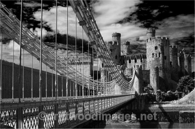 Conway suspension bridge 6 bw - Llandudno and Conwy, North Wales