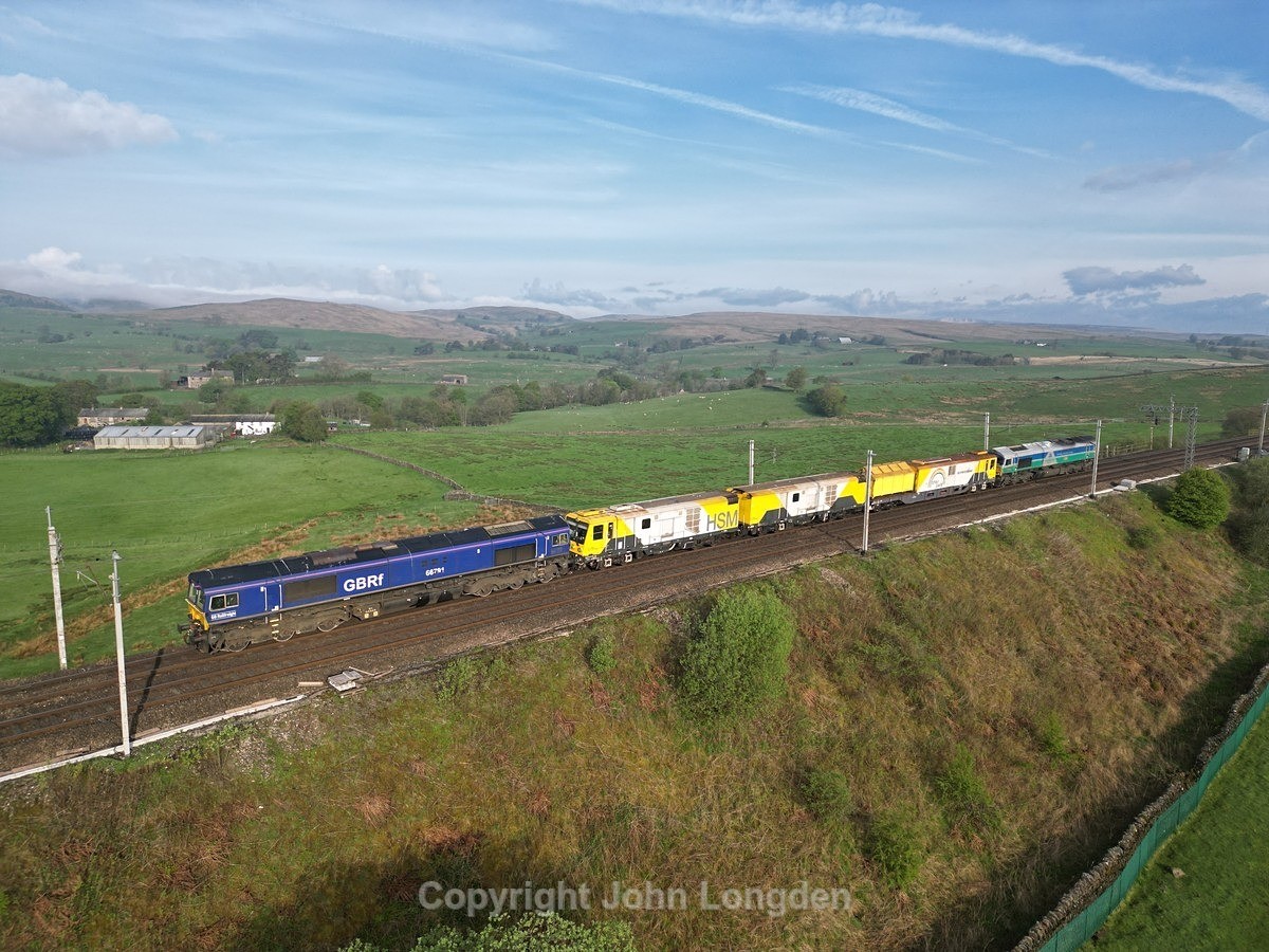 JL - 14.5.23 66791 & 66711 6X69 Grayrigg - Carlisle, Greenholme - West Coast Main Line (north to south)