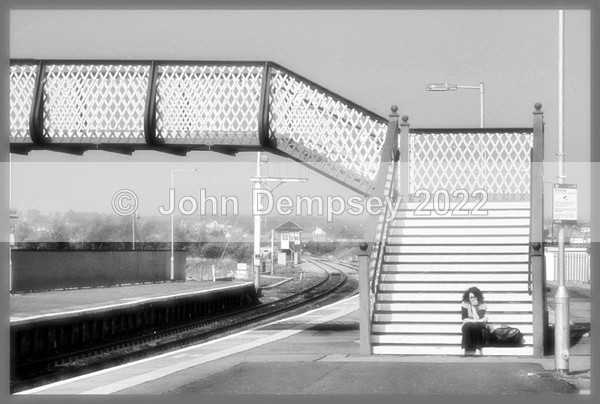 Sitting in the Railway Station - B&W