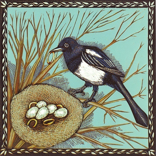 The Thieving Magpie - Reduction Linocuts