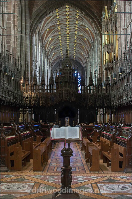 Chester Cathedral Choir with lectern and Bible - Chester Cathedral