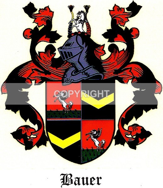 The Bauer Family - CC-155 - Heritage Family Name and Coat of Arms Store