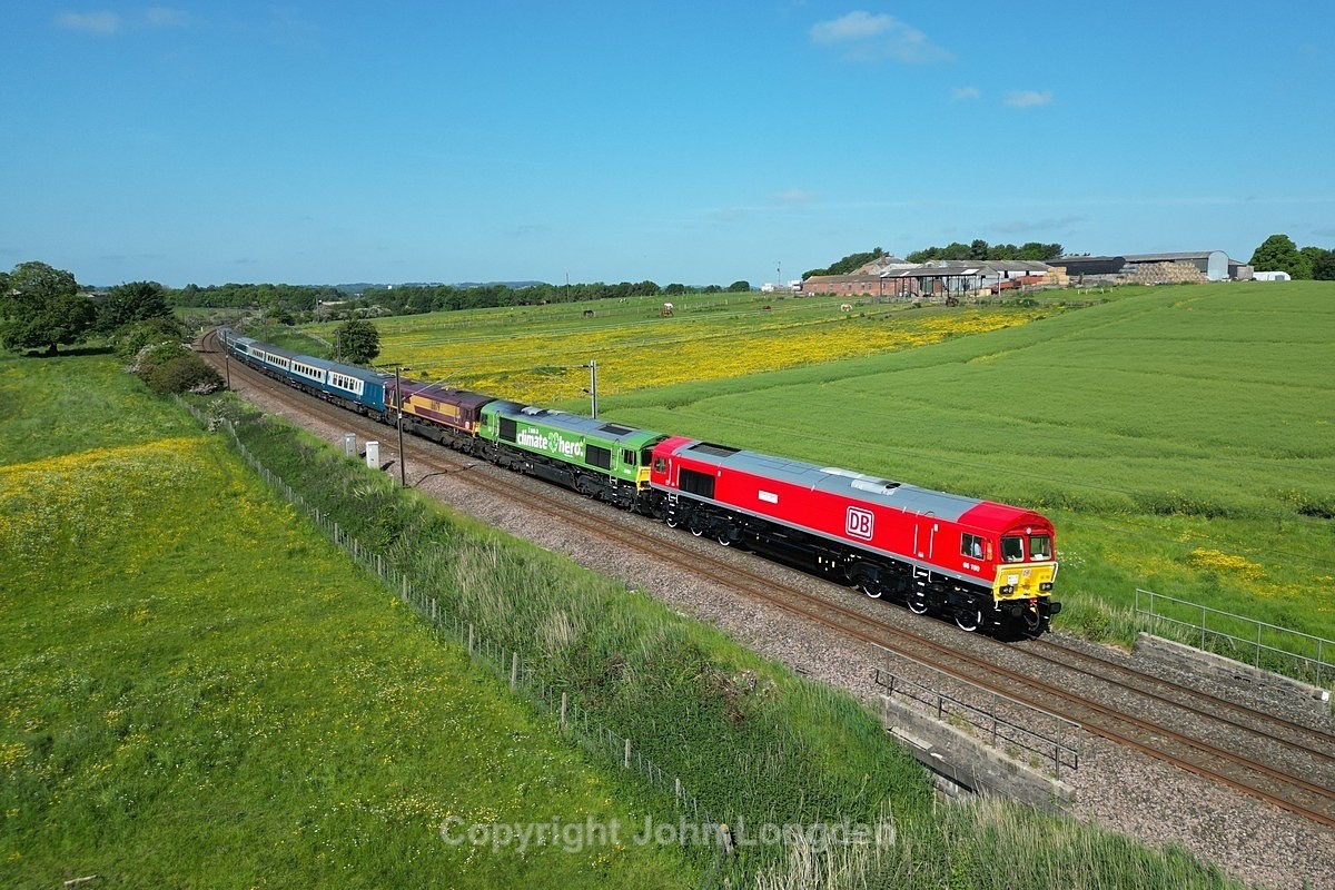 JL - 3.6.23 66190 66004 66179 1Z27 Doncaster - Tyne Dock, Ricknall - East Coast Main Line (north to south)