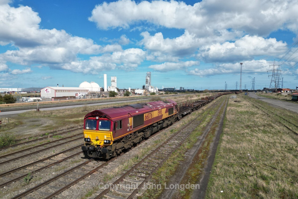 JL - 30.3.24 66076 6D05 Lackenby - Scunthorpe, Lackenby Sidings - Teesside (west to east)