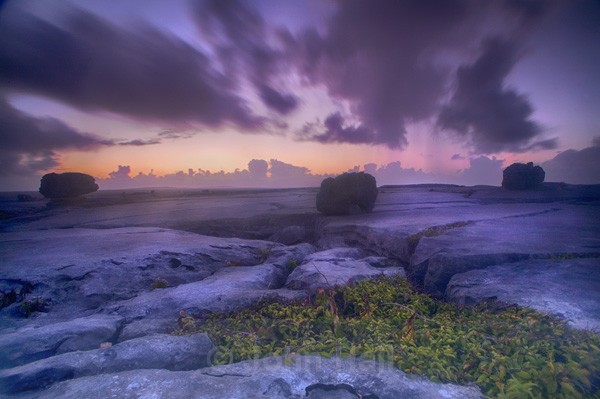 Burren Rocks At Dusk, Co. Clare, Ireland.