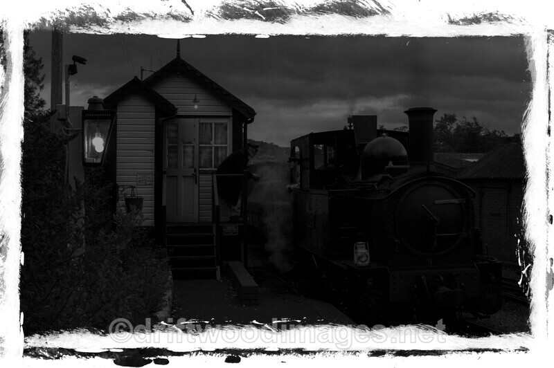 WLLR Dusk on the railway bw - The Welshpool & Llanfair Light Railway