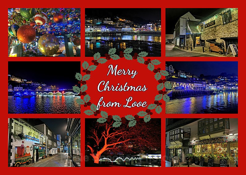 XM068 NEW 2026 - Xmas - Looe xmas lights - XMAS CARDS Looe Polperro and General Cornwall
