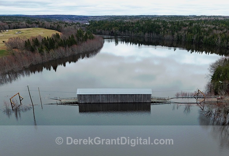 Starkey Covered Bridge Long Creek Codys Spring Flood 2018 NB Canada - Extreme Weather